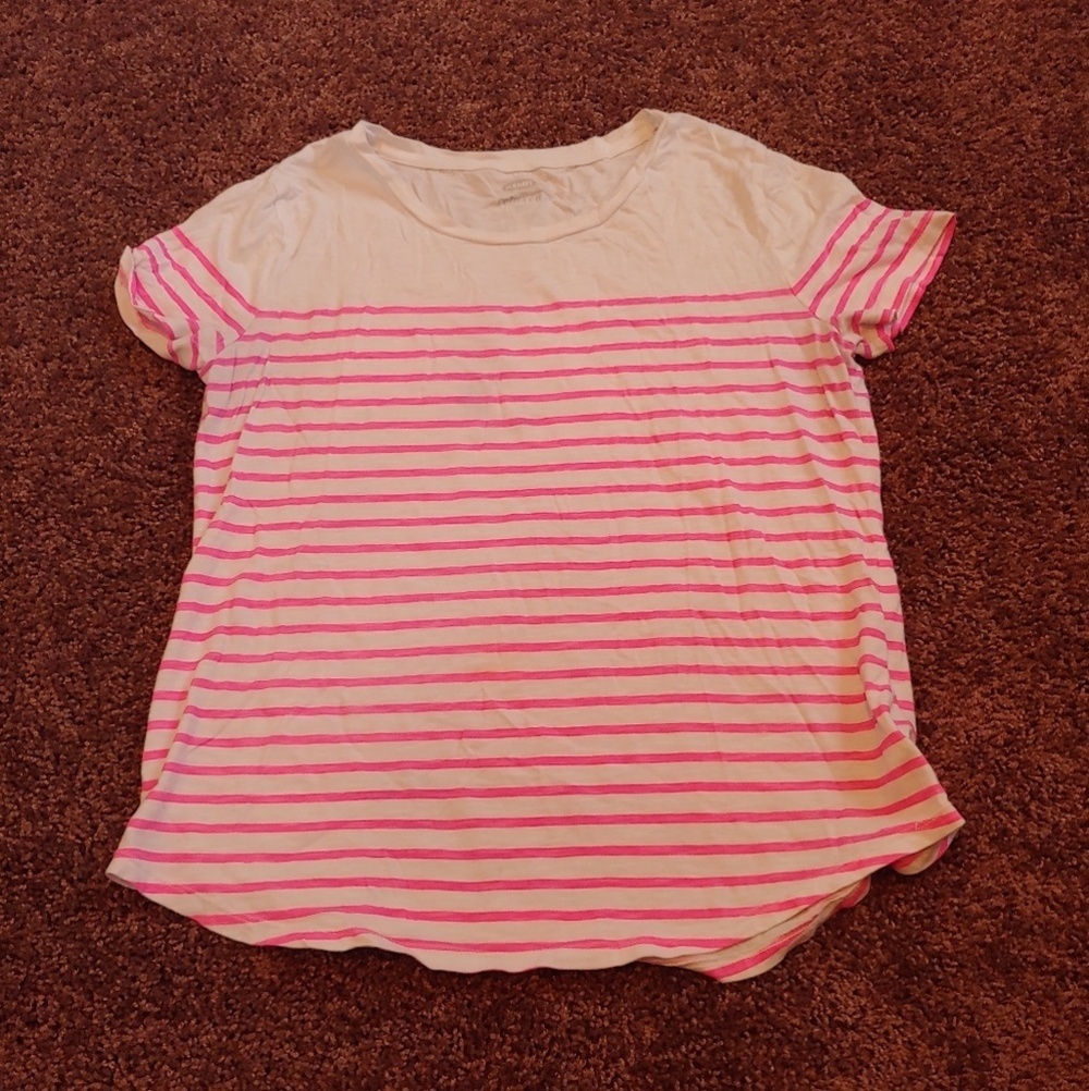 Old navy relaxed pink&white short sleeve shirt